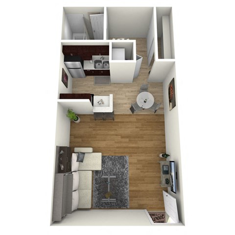 Floor plan for studio, 1 bath, 420 sqft