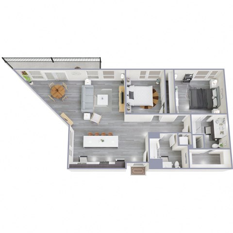 Floor plan for 2 beds, 2 baths, 1112 sqft
