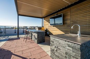Outdoor television and covered bbq area