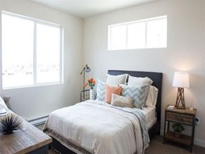 Great Falls apartment for rent - a bedroom with a bed and two windows