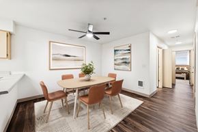 Eugene apartment for rent - A dining room with a table and chairs.