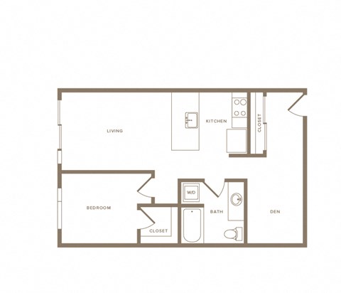 Floor plan for 1 bed, 1 bath, 825 sqft