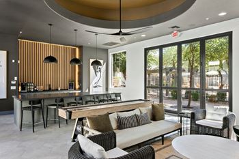 Community clubhouse rec room with coffee bar