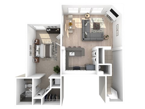 Floor plan for 1 bed, 1 bath, 790 sqft