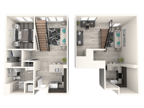 Floor plan for 1 bed, 1 bath, 1000 sqft