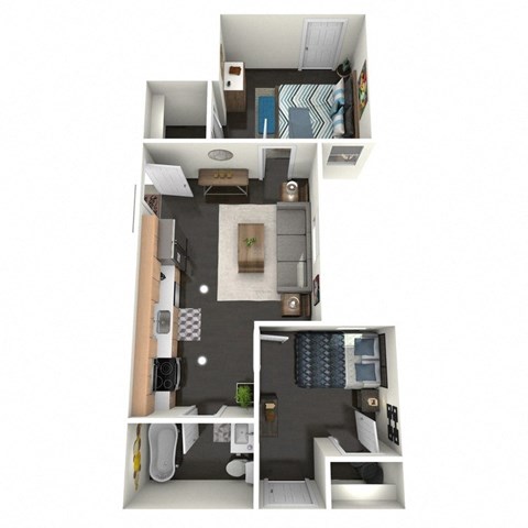 Floor plan for 2 beds, 1 bath, 500 sqft