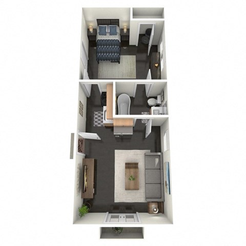 Floor plan for 1 bed, 1 bath, 455 sqft