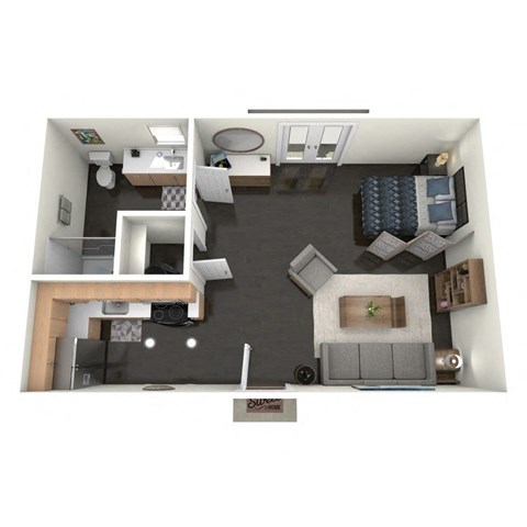 Floor plan for studio, 1 bath, 440 sqft