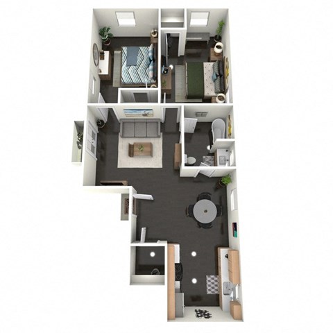 Floor plan for 2 beds, 1 bath, 825 sqft