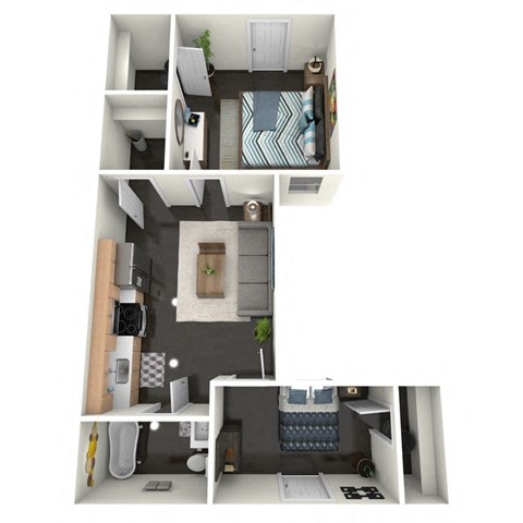 Floor plan for 2 beds, 1 bath, 550 sqft