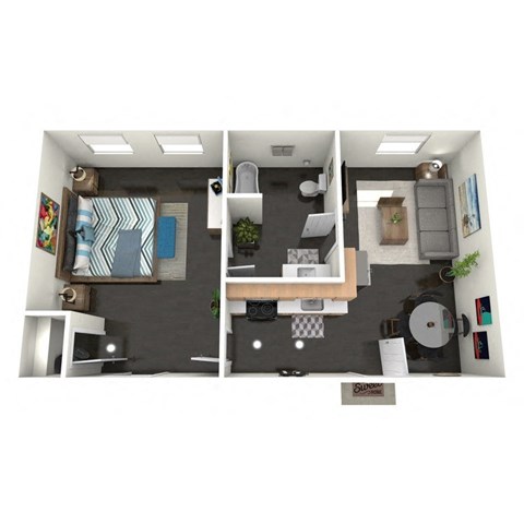 Floor plan for 1 bed, 1 bath, 468 sqft