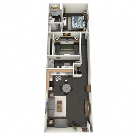 Floor plan for 2 beds, 2 baths, 1164 sqft