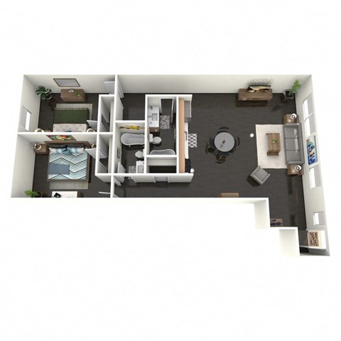 Floor plan for 2 beds, 2 baths, 1118 sqft