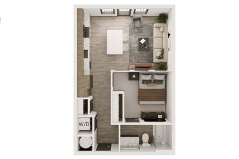 Floor plan for studio, 1 bath, 600 sqft