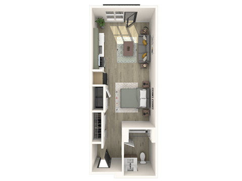 Floor plan for studio, 1 bath, 462 sqft