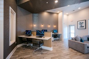 Resident business center and workstations