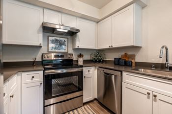 Modern kitchen with stainless steel appliances