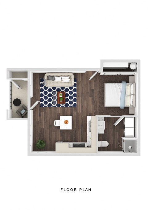 Floor plan for studio, 1 bath, 545 sqft
