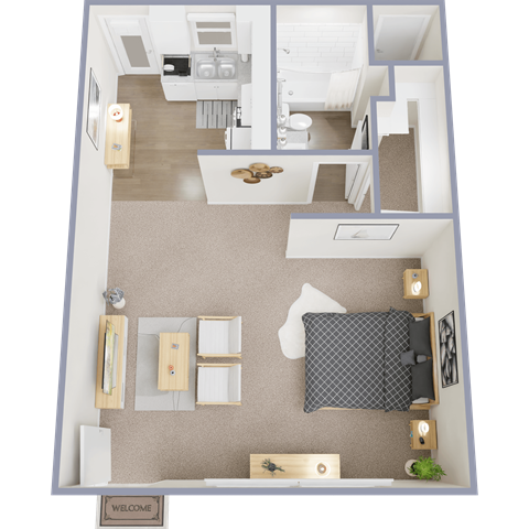 Floor plan for studio, 1 bath, 460 sqft