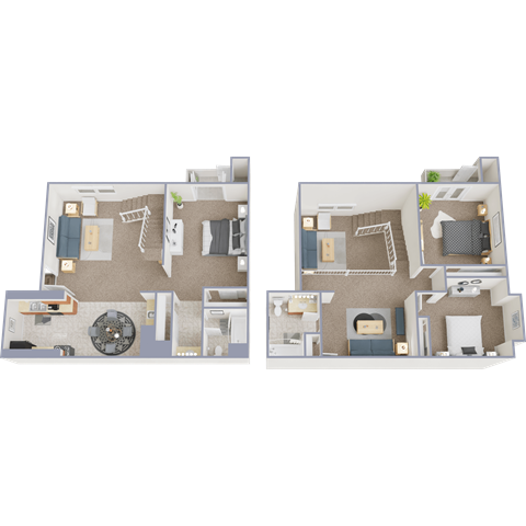 Floor plan for 3 beds, 2 baths, 1250 sqft