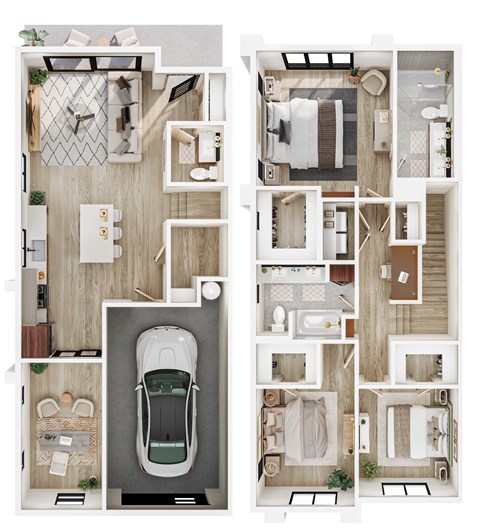 Floor plan for 3 beds, 2.5 baths, 1668 sqft