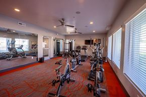 Orem apartment for rent - A gym with a row of stationary bikes.