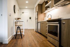 Portland apartment for rent - The George Besaw Apartments Kitchen Cabinets and Stove
