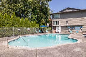 Vancouver apartment for rent - Sparkling outdoor swimming pool at The Groove apartments in the Hazel Dell 98665 neighborhood in Vancouver, Washington.