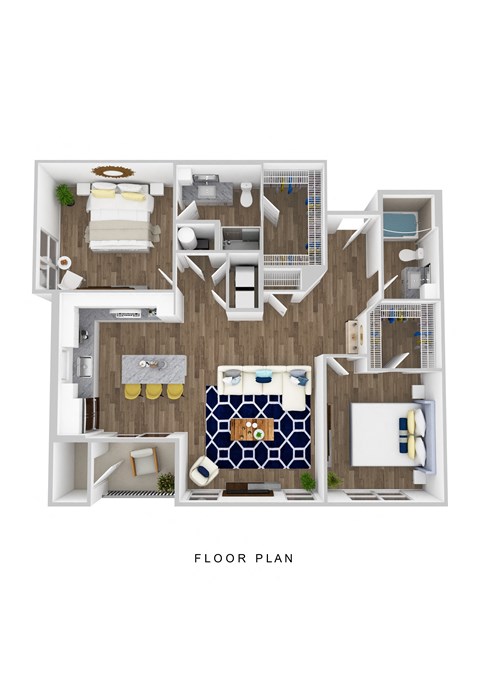 Floor plan for 2 beds, 2 baths, 1180 sqft