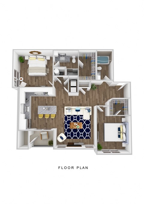 Floor plan for 2 beds, 2 baths, 1194 sqft