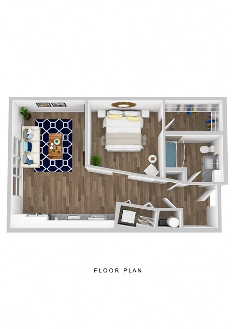 Floor plan for studio, 1 bath, 618 sqft