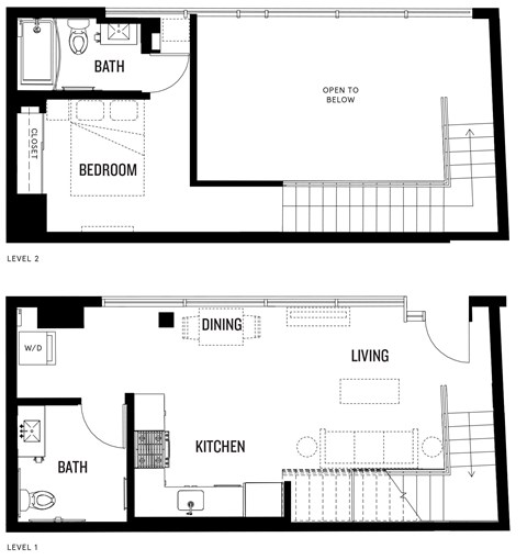 Floor plan for 1 bed, 1 bath, 789 sqft