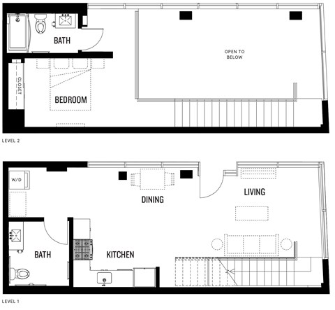 Floor plan for 1 bed, 1 bath, 922 sqft