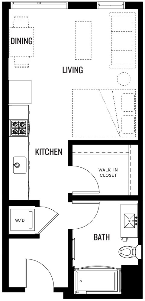 Floor plan for studio, 1 bath, 452 sqft
