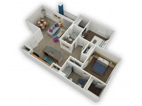 Floor plan for 2 beds, 2 baths, 1172 sqft