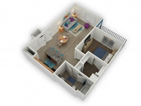 Floor plan for 1 bed, 1 bath, 794 sqft