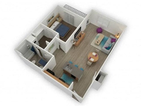Floor plan for 1 bed, 1 bath, 796 sqft