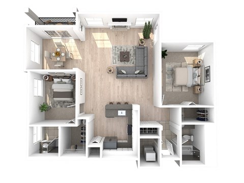 Floor plan for 2 beds, 2 baths, 1123 sqft