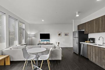 Bend apartment for rent - a living room with a couch and a table