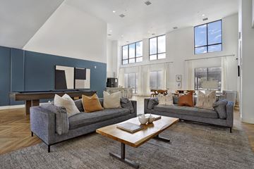 American Fork apartment for rent - A living room with a grey couch and a coffee table.