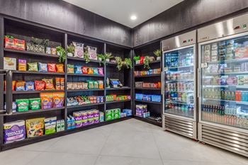 Onsite market offering snacks, beverages, and everyday essentials