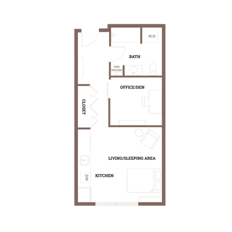 Floor plan for studio, 1 bath, 467 sqft
