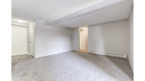 Lynnwood apartment for rent - A sparsely furnished room with a carpeted floor and two doors.