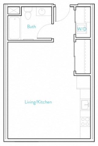 Floor plan for studio, 1 bath, 507 sqft