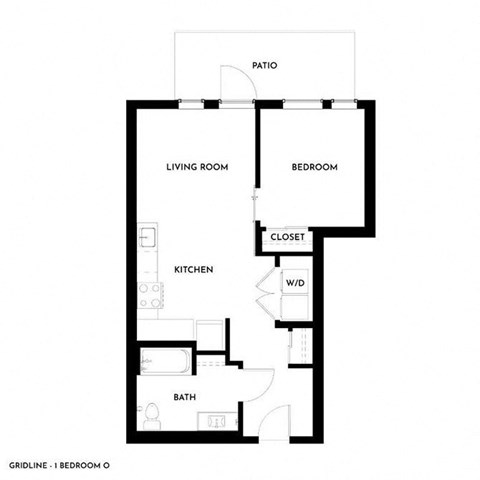 Floor plan for 1 bed, 1 bath, 657 sqft