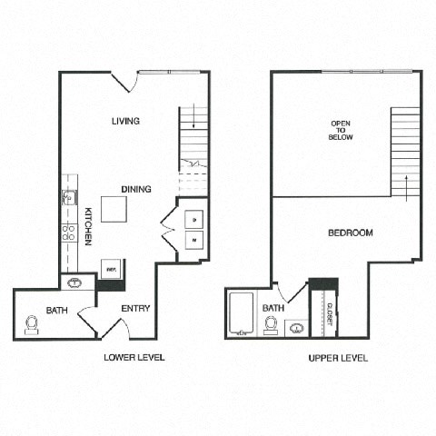 Floor plan for 1 bed, 1 bath, 736 sqft