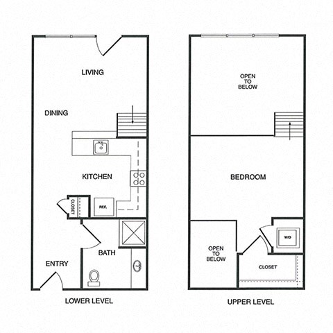 Floor plan for 1 bed, 1 bath, 638 sqft