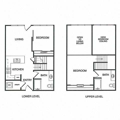 Floor plan for 2 beds, 2 baths, 1020 sqft
