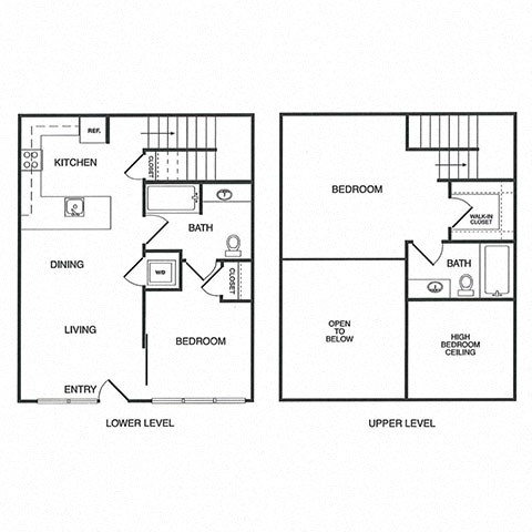 Floor plan for 2 beds, 2 baths, 1028 sqft