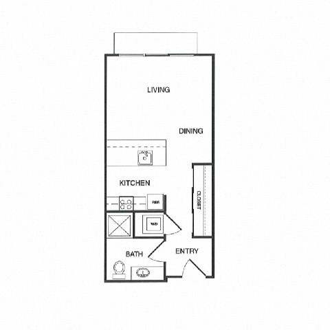 Floor plan for studio, 1 bath, 461 sqft